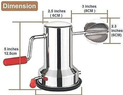 Coconut Manual Handle Scraper Chopper - Stainless Steel, 4cm X 5cm X 5cm | Safe And Sturdy Vacuum Base, Durable Mirror Finish Design