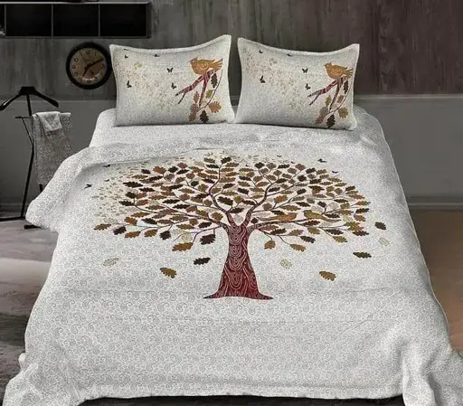 Sanganer Print Pure Cotton Double Bedsheet - Queen Size Blue White And Maroon Includes 2 Pillow Covers Hand Printed Sanganeri Design