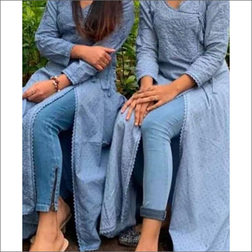 वॉशेबल एम्ब्रॉयडरी लखनऊ अंगारखा कुर्ती