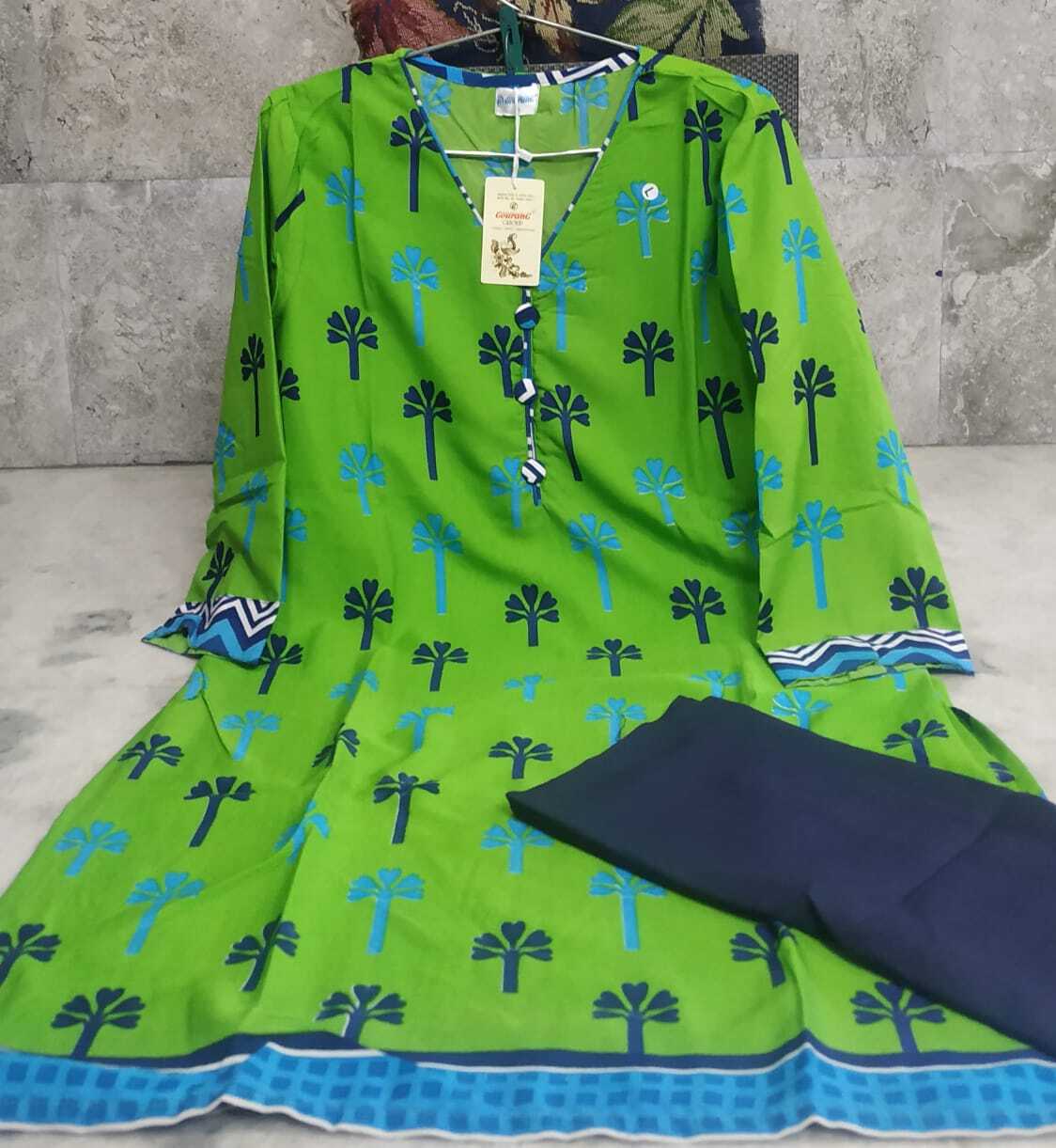 Stitched Kurti - American Crepe, Size L-xxl, 3-4th Sleeve, Unstitched Bottom Pair | Washable, Formal Style For Ladies