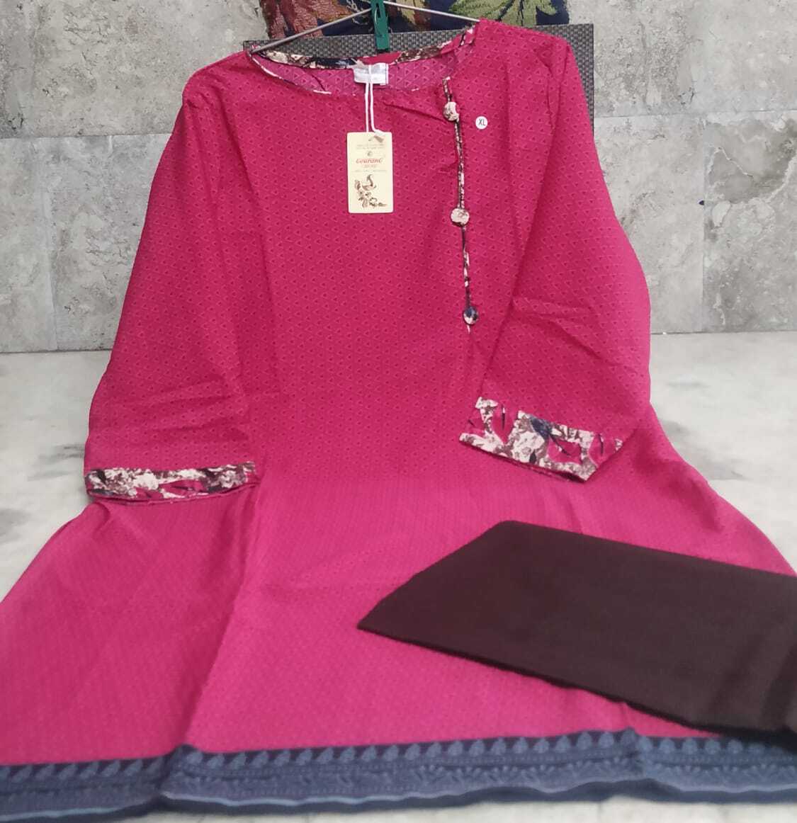 Stitched Kurti - American Crepe, Size L-xxl, 3-4th Sleeve, Unstitched Bottom Pair | Washable, Formal Style For Ladies