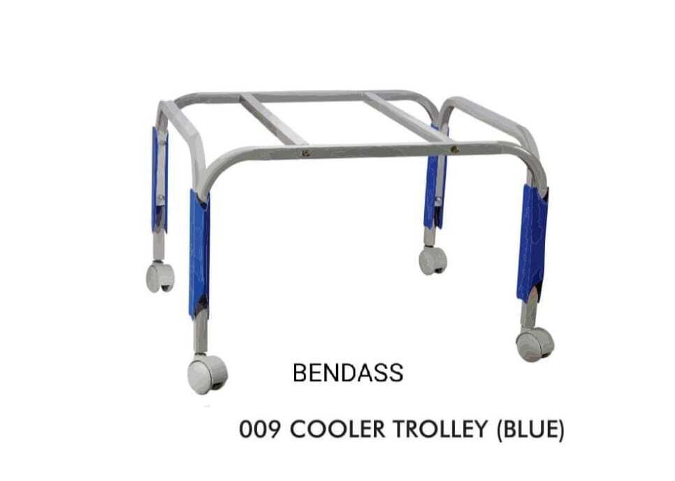 Cooler Trolley - Steel Blue | Durable Heavy Duty Adjustable Height Easy Move Powder Coated Space Saving Corrosion Resistant Sturdy 4 Caster Wheels