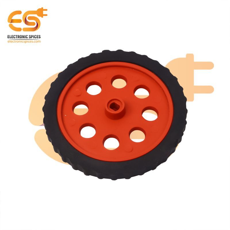 75mm X 8mm Hard Plastic Build Rubber Cover Red Color Bo Motor Compatible Diy Project Wheel