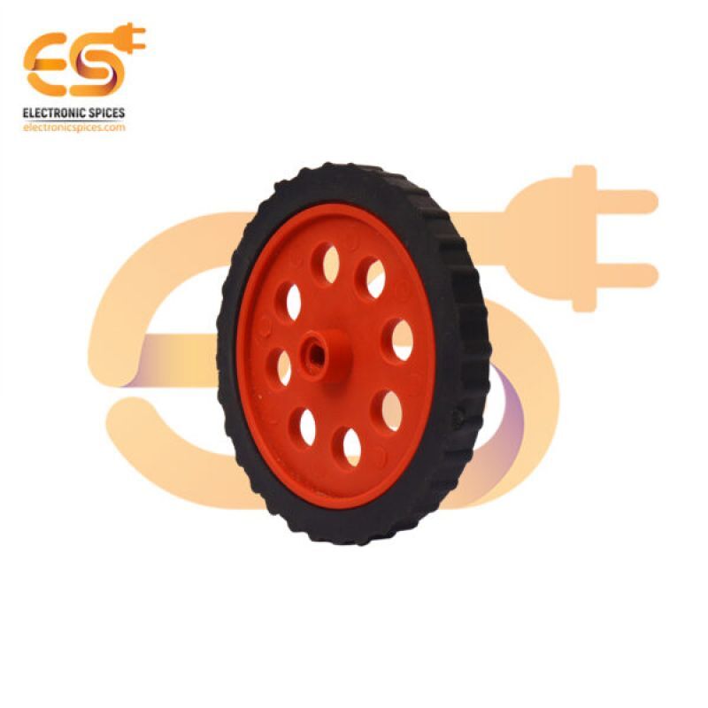 75mm X 8mm Hard Plastic Build Rubber Cover Red Color Bo Motor Compatible Diy Project Wheel
