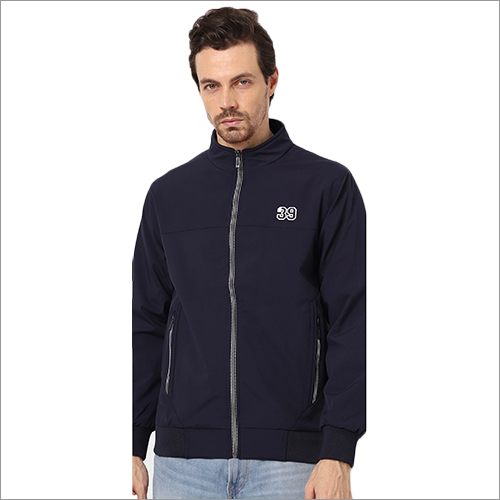 Mens Blue Zipper Jacket - Smooth Finish, Full Sleeves | Washable, Double Pockets, Winter Wear, Classy Style