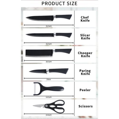 Stainless Steel Knife Set With Chef Peeler And Scissor
