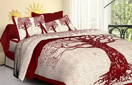 Multi Color Cotton Double Bedsheet With 2 Pillow Cover And Blanket Set