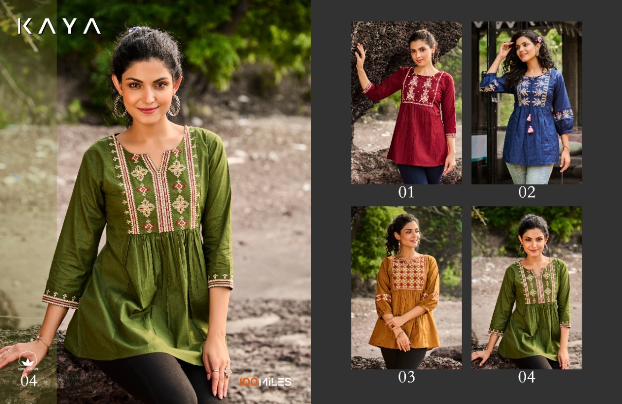 Fancy Kurti - Pure Cotton, Length 28 Inches, Sizes S To 2xl, All Colors | Features: Casual Style, Breathable, Washable, Fancy Embroidery & Sleeves Detail