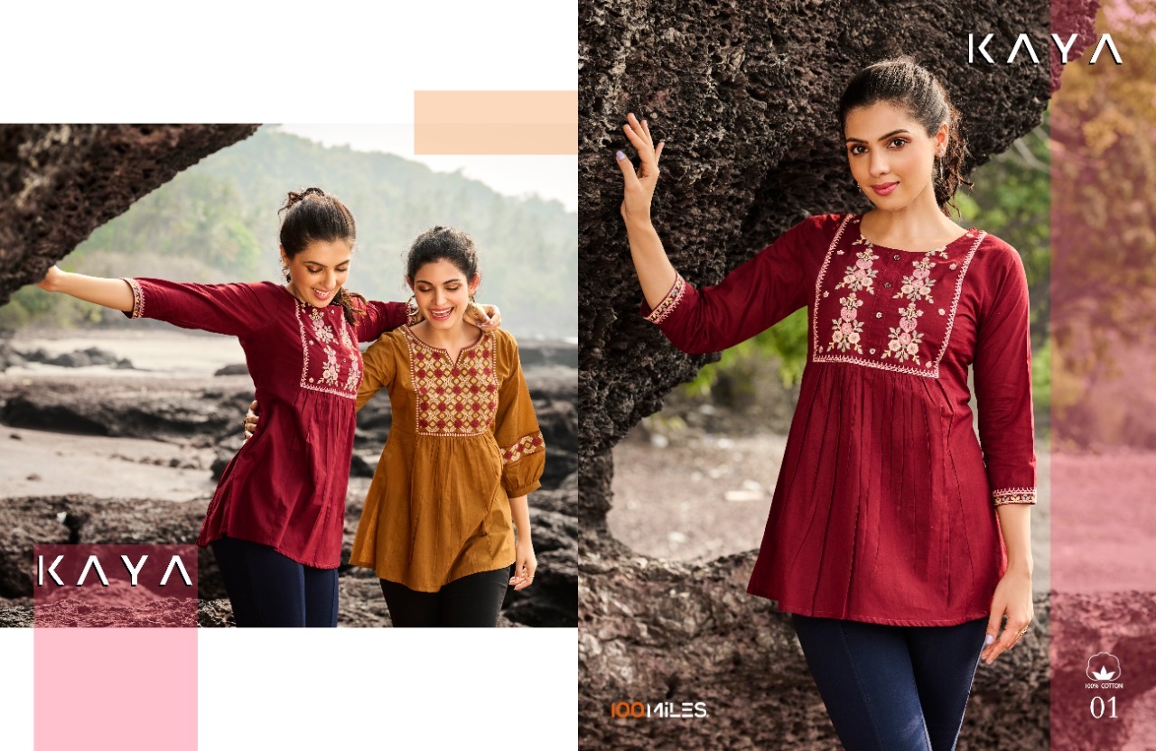 Fancy Kurti - Pure Cotton, Length 28 Inches, Sizes S To 2xl, All Colors | Features: Casual Style, Breathable, Washable, Fancy Embroidery & Sleeves Detail