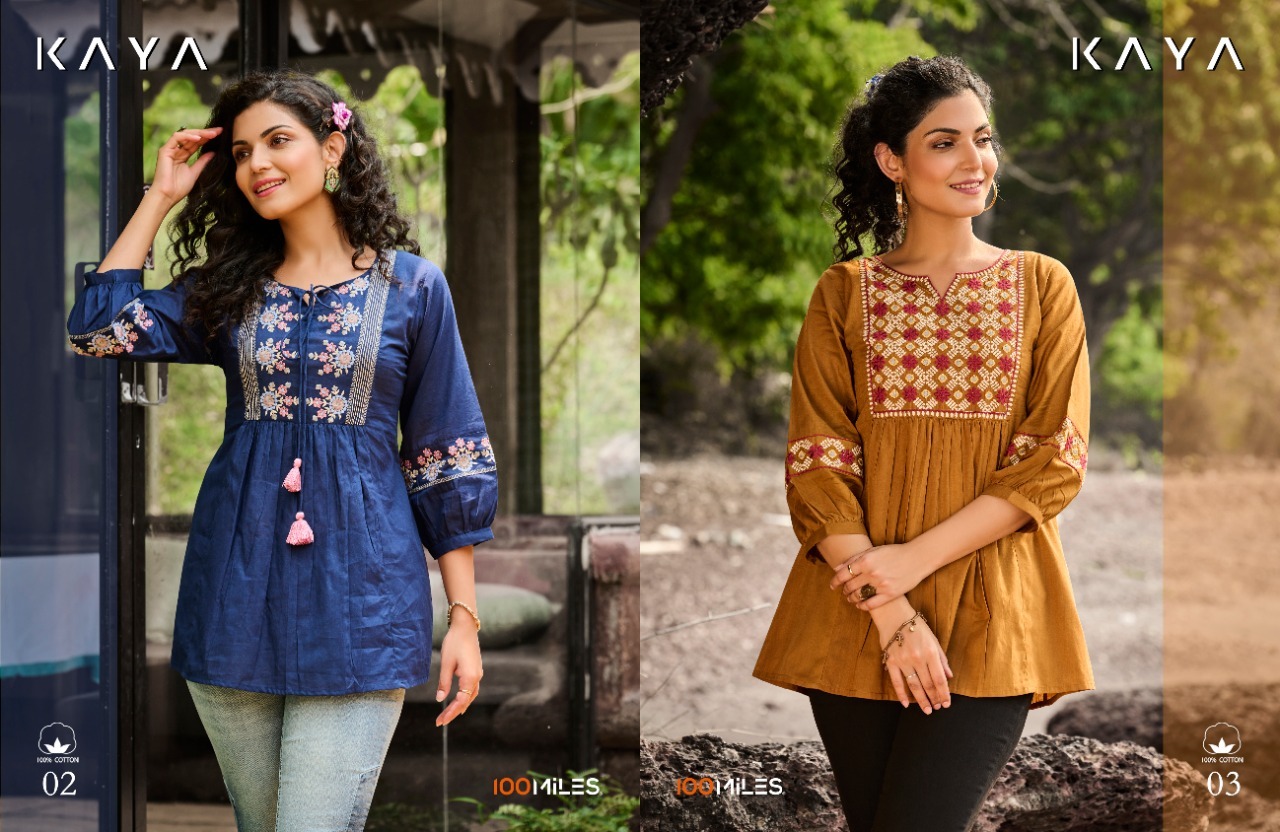 Fancy Kurti - Pure Cotton, Length 28 Inches, Sizes S To 2xl, All Colors | Features: Casual Style, Breathable, Washable, Fancy Embroidery & Sleeves Detail