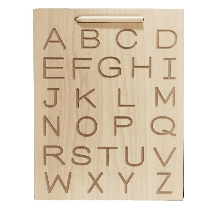Reversible Alphabet Tracing Board - Wooden, 9 X 12 Inches, Brown | Ideal For Handwriting Improvement, Letter Grip, And Shape Recognition