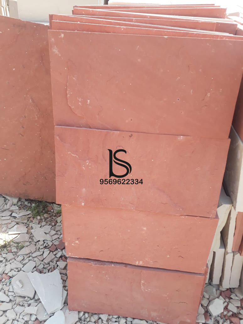 Agra Red Natural - Cut-to-size Sandstone | 25 Mm Thickness, Antique Finish, Suitable For Flooring, Cladding, Countertops, Water Absorption: None