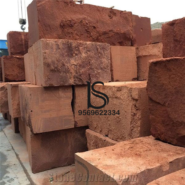 Agra Red Natural - Cut-to-size Sandstone | 25 Mm Thickness, Antique Finish, Suitable For Flooring, Cladding, Countertops, Water Absorption: None
