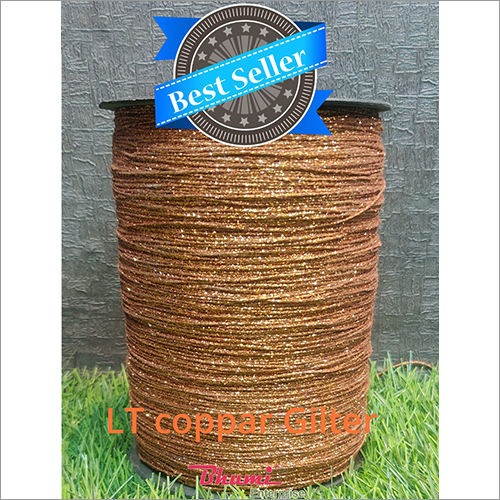 LT Copper Glitter Yarn - Eco-Friendly, Soft & Lightweight | Durable Spun Material for Embroidering, Knitting, Stitching, Weaving, and Decorative Uses