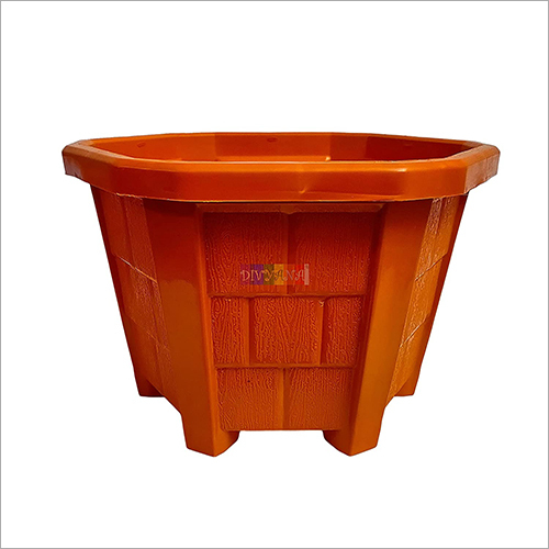 प्लास्टिक प्लांटर फ्लावर पॉट्स हेक्सागोनल ब्राउन 3 का बड़ा सेट