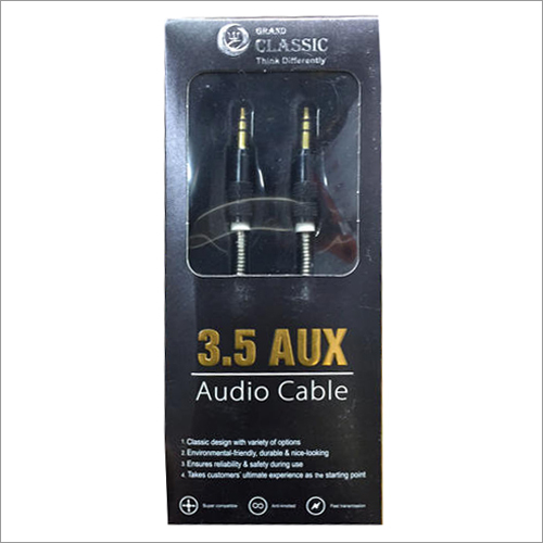 Aux Audio Cable - Stereo to Stereo Connection, Black Jacket, Low Voltage Rating