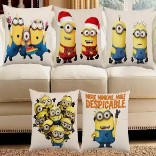 White Cartoon Cushions Cover