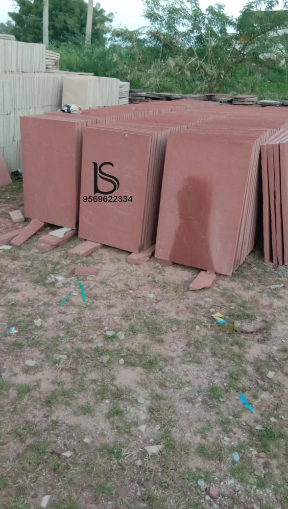 Dholpur Red Natural Stone - Sandstone | 12x4 Feet, Red Color, No Water Absorption, Cut-to-size, Antique Surface Finish, Strong Density