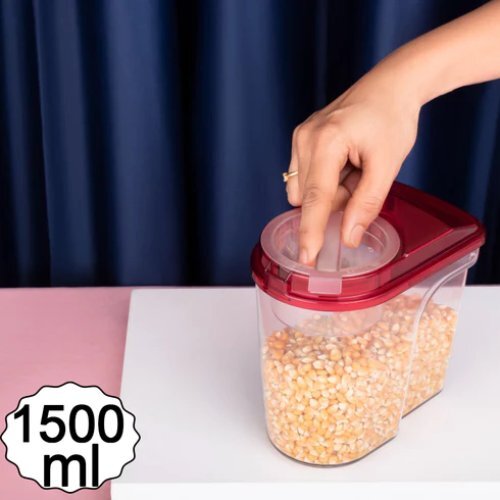 Free Flow Container - 1500 Ml, Durable Plastic Storage Jar Set For Kitchen Organization And Style
