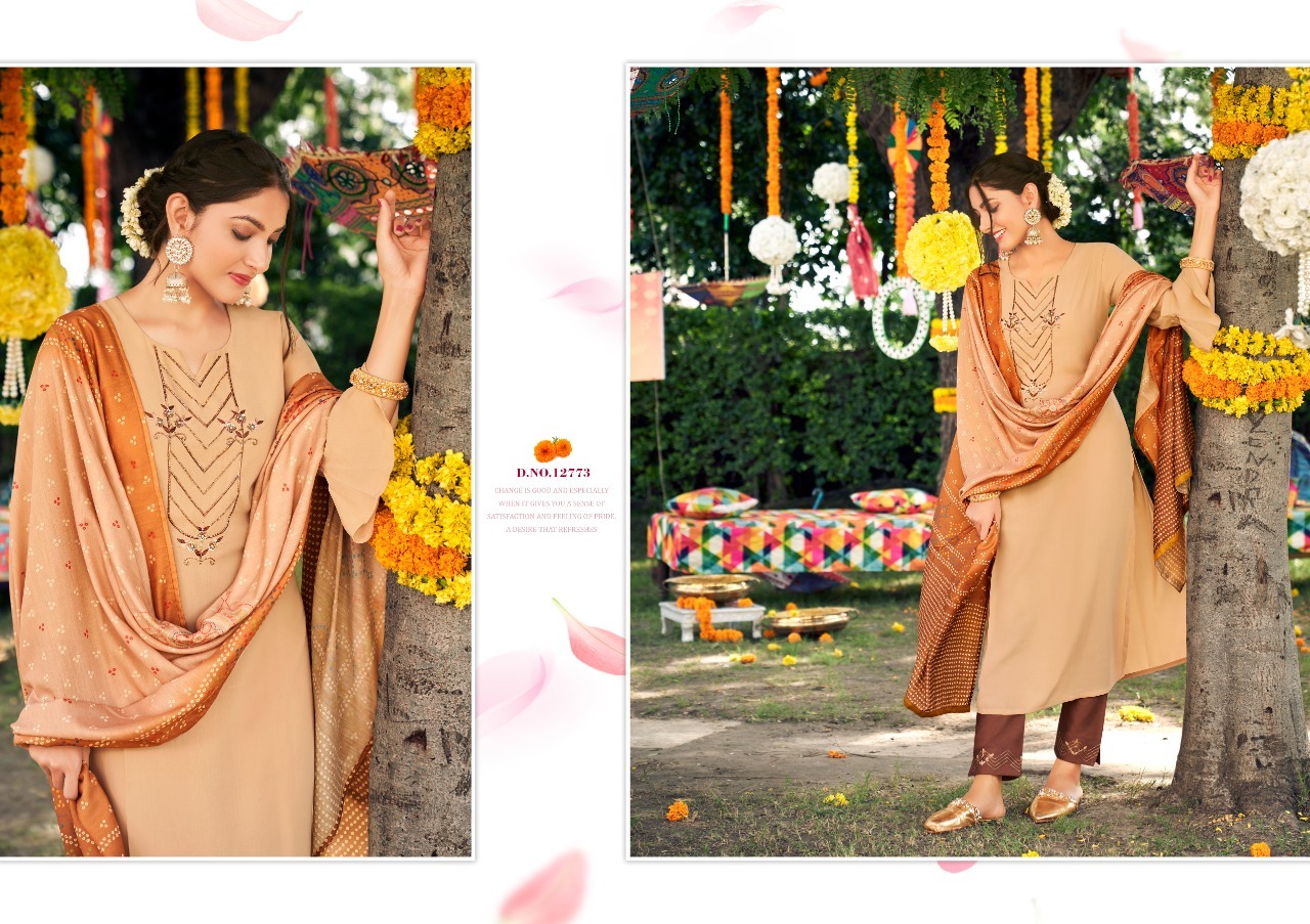 Ladies Suits - Fiona Silk With Khatli Work Top, Chinon With Embroidery Pant, Muslin With Digital Print Dupatta | Breathable, Washable, Available In M To 3xl Sizes