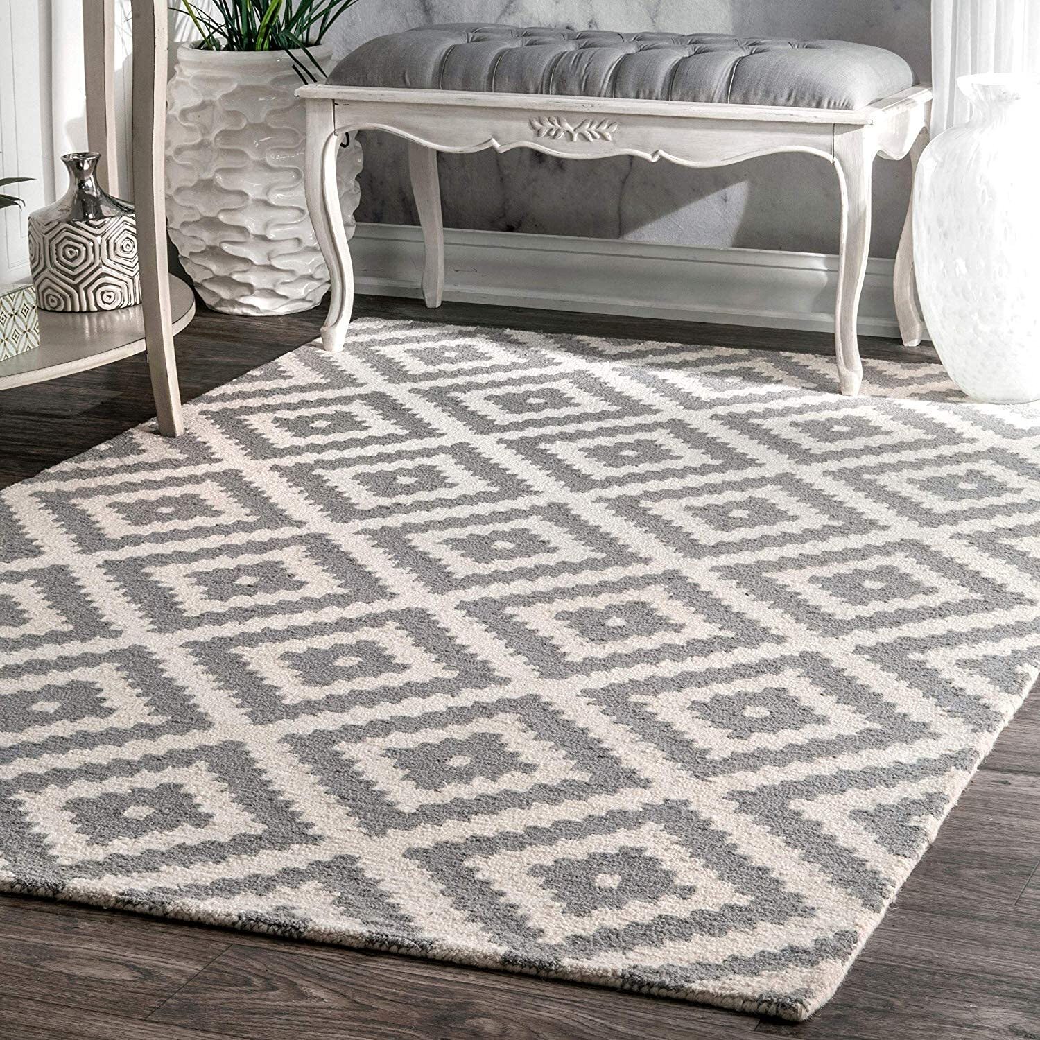 Sufiya Carpet Handmade Woolen Loop Pile Tufted Carpet Non-slip