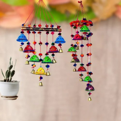 Handcrafted Pipe Wind Chime - Paper Mache, 55x10 Cm, Multi Color | Elegant Indian Modern Arts, Soothing Music With Gentle Sway