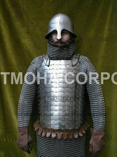 आयरन मध्यकालीन स्टील हाफ बॉडी आर्मर रोमन लेगाटस कुइरास वेंडेल चेन हेलमेट/गॉथिक आर्मर सूट Ha0039 के साथ