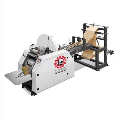 Paper Bag Making Machine - Metal & Other Materials, 1000-2000 kg Weight, 220-240V Electric Drive, Automatic Grade, Black-White Color | 50 k Power Output, Non-Computerized Operation