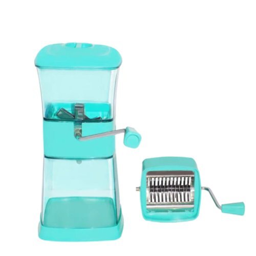 Vegetable Cutter Chopper - Stainless Steel Blades, Abs Plastic Body, Green & Red Design | Ergonomic Handle, Easy To Clean, Multi-purpose Chopper