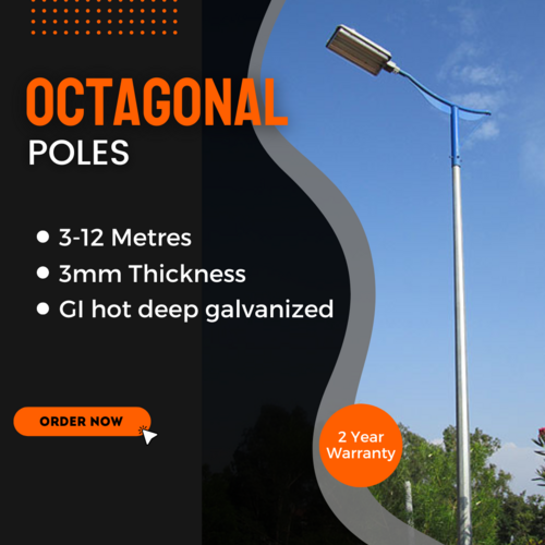 ग्रे क्रॉम्पटन हाई मास्ट ऑक्टागोनल पोल