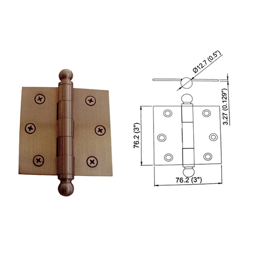 ब्रास हिंग्स-300 (बीडीएचपी) आकार: 100X75X3Mm