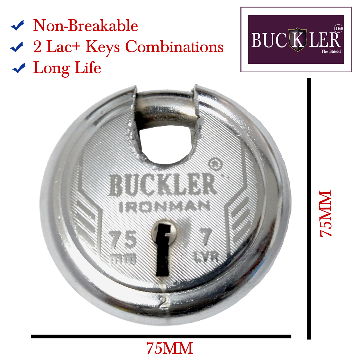 Silver Buckler Ironman Narrow Shackle 75 Mm Shutter Lock