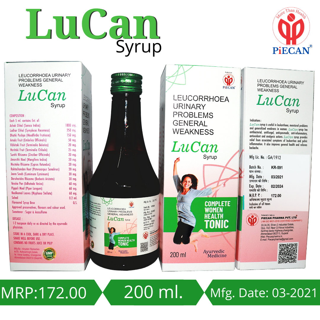 Lucan Tonic - Ayurvedic Syrup For Uterine Health | Herbal Blend For Ladies' Wellness, Supports Reproductive Health And Vitality