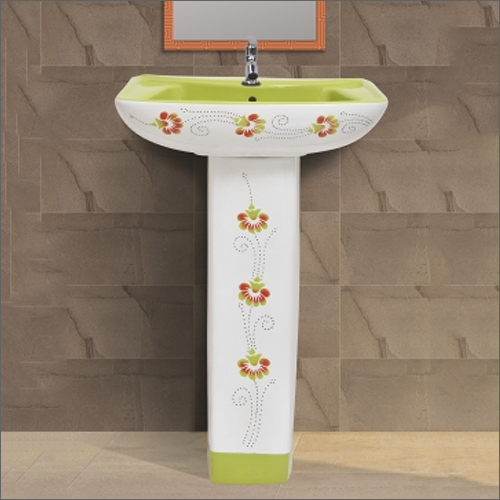 550x400mm सोफिया मिंट ग्रीन सेट वॉश बेसिन विद पेडस्टल