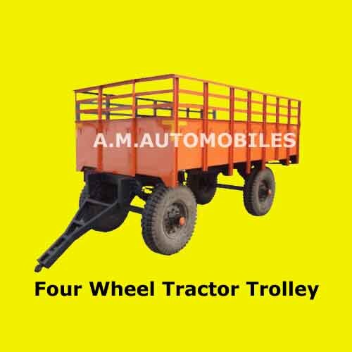Tractor Trolley - Mild Steel, 12ft x 6ft x 3ft | Heavy Duty, Hydraulic Braking System, Leaf Spring Suspension, 5 Ton Load Capacity, Tubeless Wheels, Durable, Easy Handling, Low Maintenance
