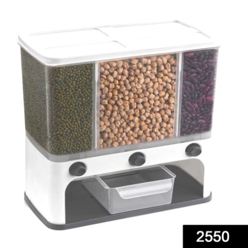Wall-Mounted Dry Food Dispenser - Plastic, 31x17x30cm | Multicolor, Transparent Body, 6-Grid Storage for Grains and Snacks