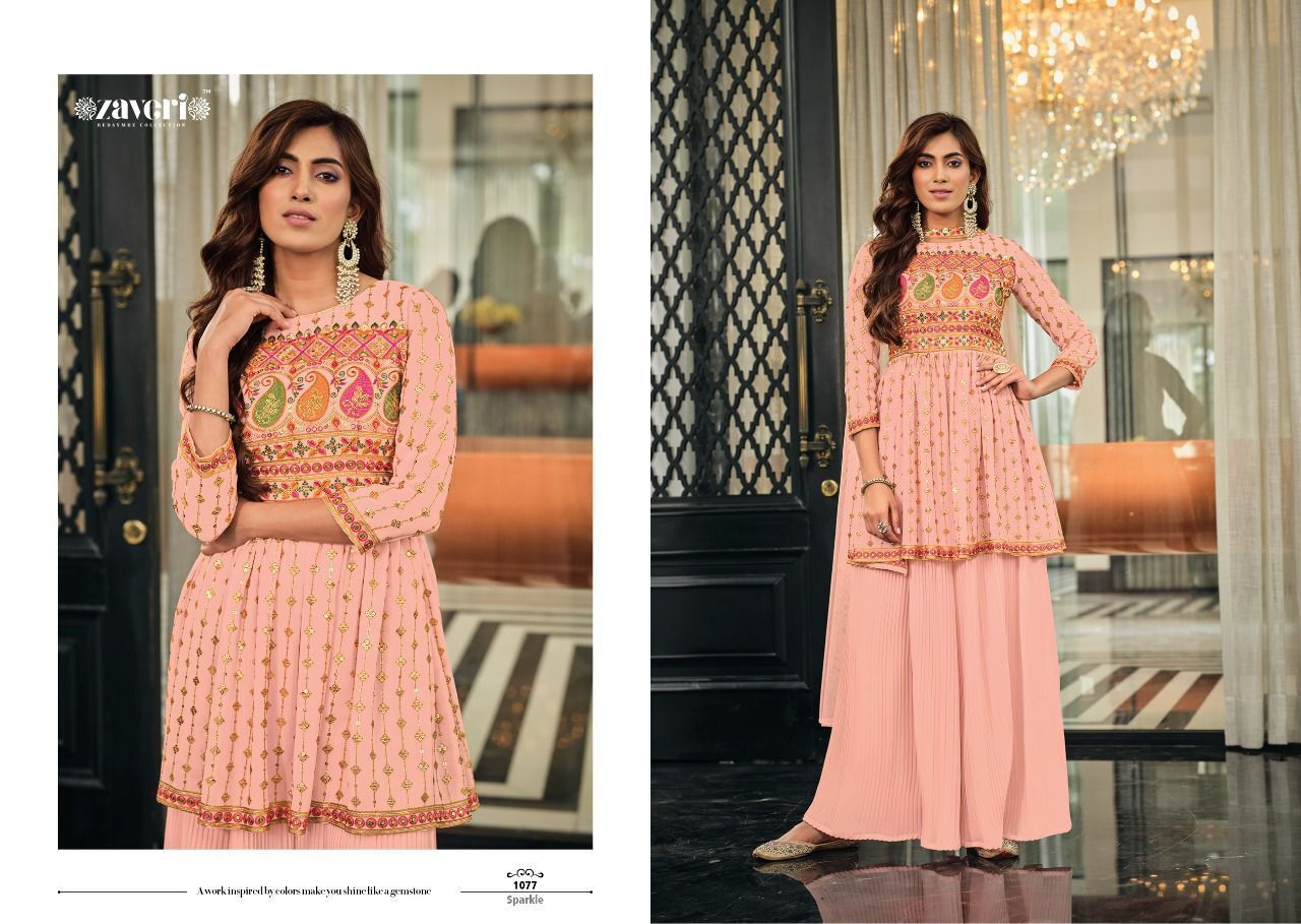 Designer Georgette Embroidered Suit - Top In Georgette, American Crepe Plazo, Heavy Net Dupatta | Available In M, L, Xl, Xxl Sizes, All Colors