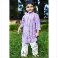 क्विक ड्राई बॉयज़ स्ट्राइप्स कॉटन कुर्ता सेट