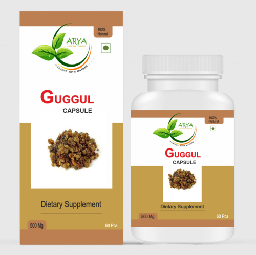Guggul Capsule - Herbal Dietary Supplement for Adults | Supports Normal Weight, Lipid Levels & Metabolism, Store in a Dry Place