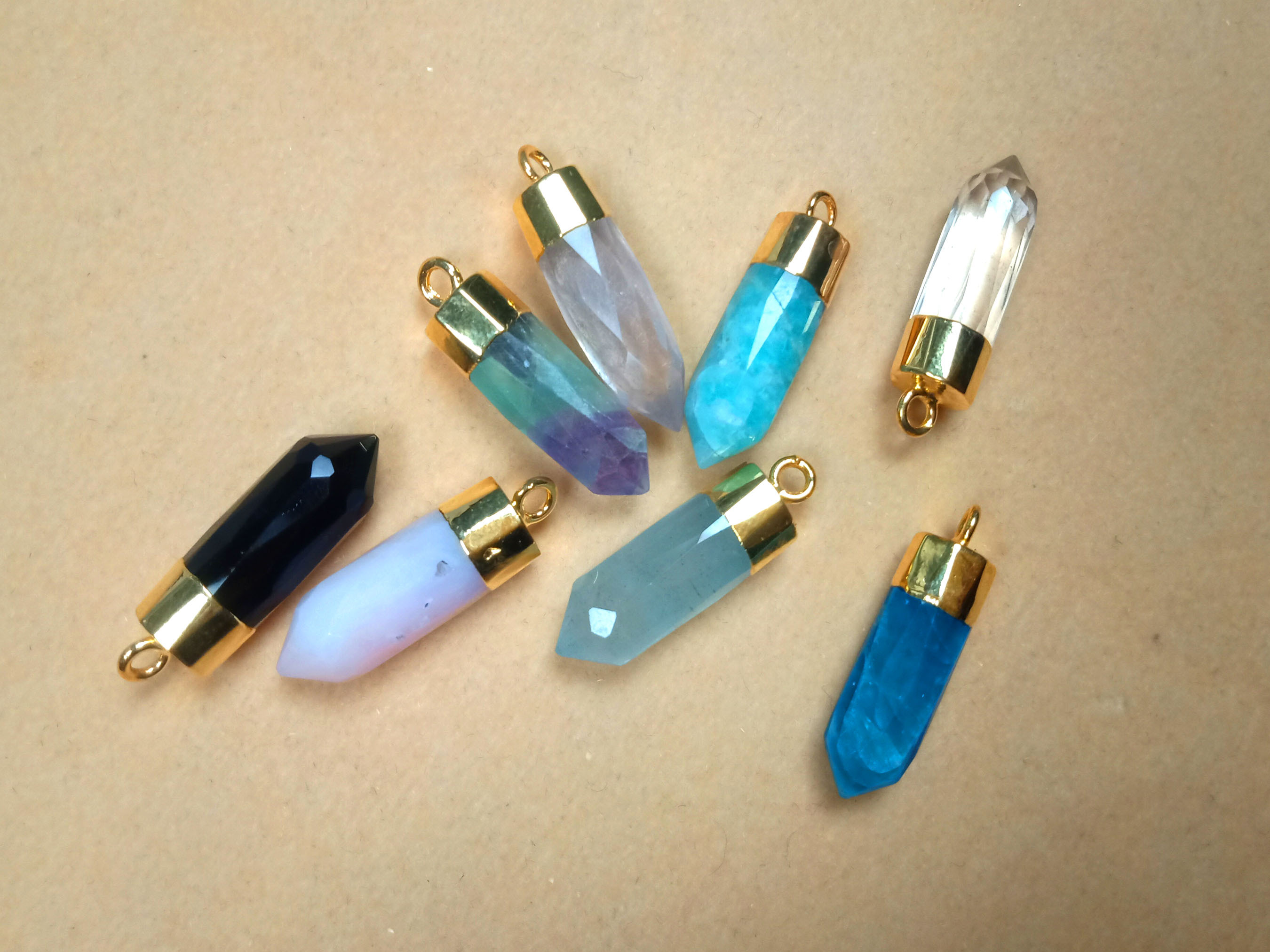 Round Big Spike Electroplated Pencil - Size 20x12mm Gold Plated - Natural Gemstone Pendant - Spike Gemstone Pendant - Electroplated Pendant