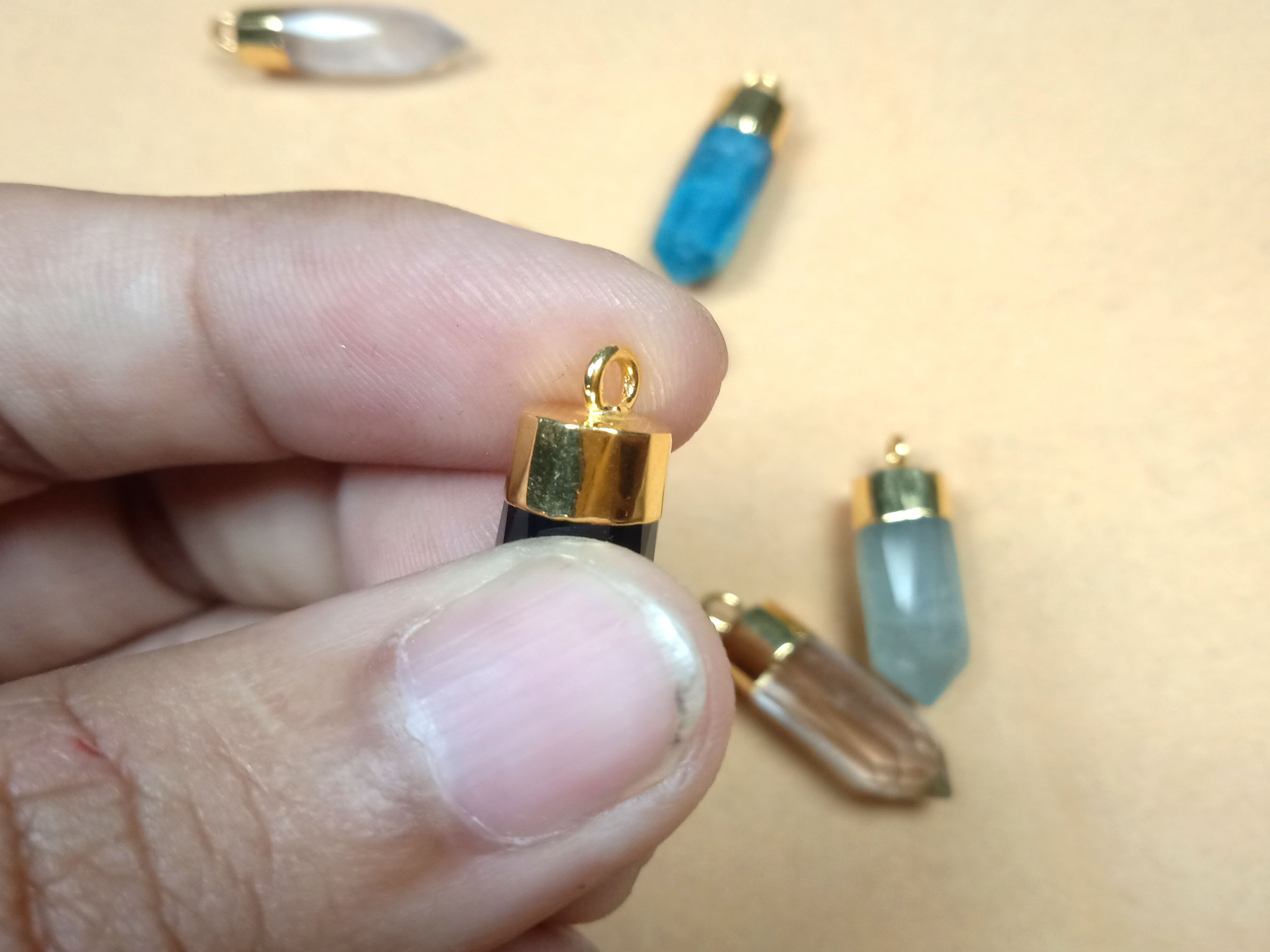 Round Big Spike Electroplated Pencil - Size 20x12mm Gold Plated - Natural Gemstone Pendant - Spike Gemstone Pendant - Electroplated Pendant
