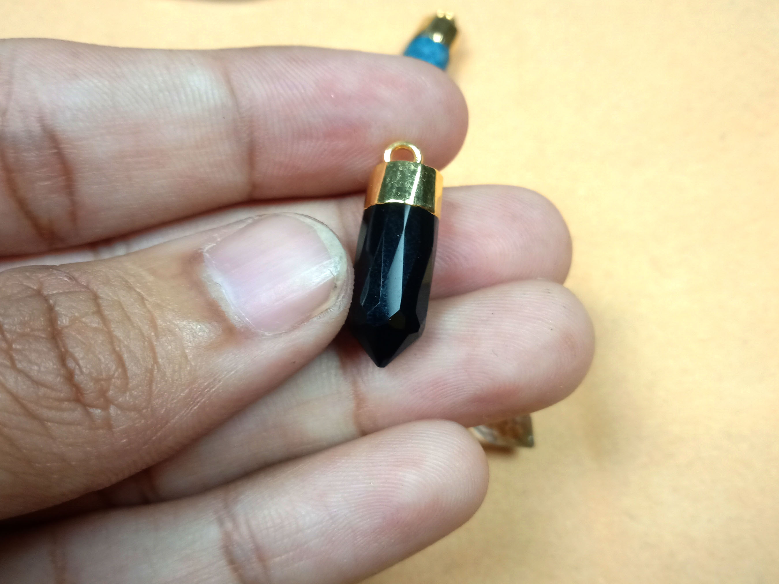 Round Big Spike Electroplated Pencil - Size 20x12mm Gold Plated - Natural Gemstone Pendant - Spike Gemstone Pendant - Electroplated Pendant