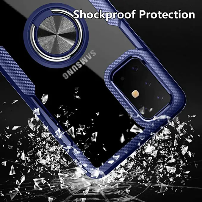 Transparent Back Case For Samsung Galaxy S20 - Tpu & German Hd Glass, Cf-blue | Shockproof, Magnetic, Anti-scratch, Enclosed Side Buttons, Air Cushioned Corners