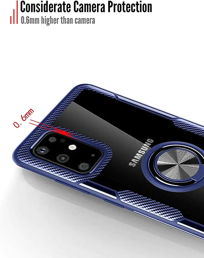 Transparent Back Case For Samsung Galaxy S20 - Tpu & German Hd Glass, Cf-blue | Shockproof, Magnetic, Anti-scratch, Enclosed Side Buttons, Air Cushioned Corners