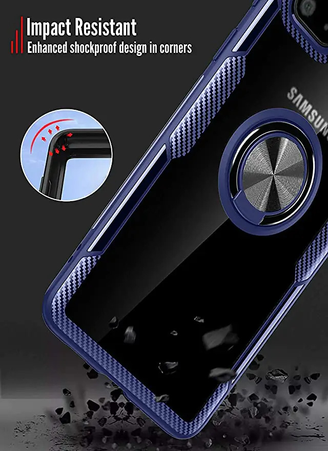 Transparent Back Case For Samsung Galaxy S20 - Tpu & German Hd Glass, Cf-blue | Shockproof, Magnetic, Anti-scratch, Enclosed Side Buttons, Air Cushioned Corners