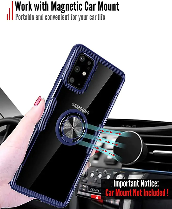 Transparent Back Case For Samsung Galaxy S20 - Tpu & German Hd Glass, Cf-blue | Shockproof, Magnetic, Anti-scratch, Enclosed Side Buttons, Air Cushioned Corners