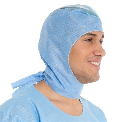 Non Woven Surgical Hood Cap - Non Woven Fabric, Free Size, Blue Color, 35-120 GSM | Disposable Usage for Hospitals, Unisex Design