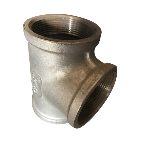 Stainless Steel Tee - Galvanized Round Section | Silver Color, Durable Material