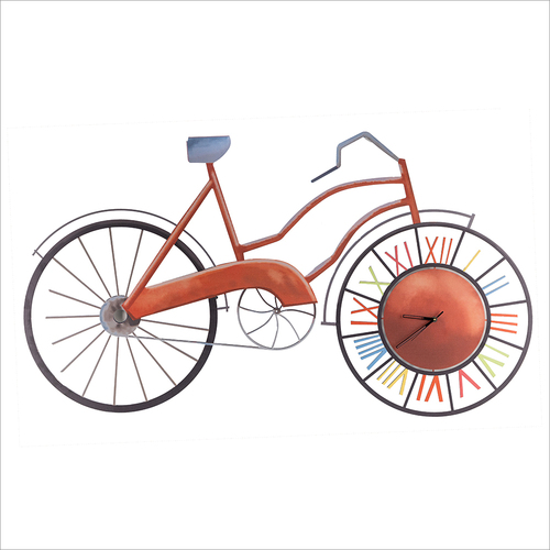 ब्लैक-ब्राउन मल्टीकलर व्हील साइकिल वॉल क्लॉक