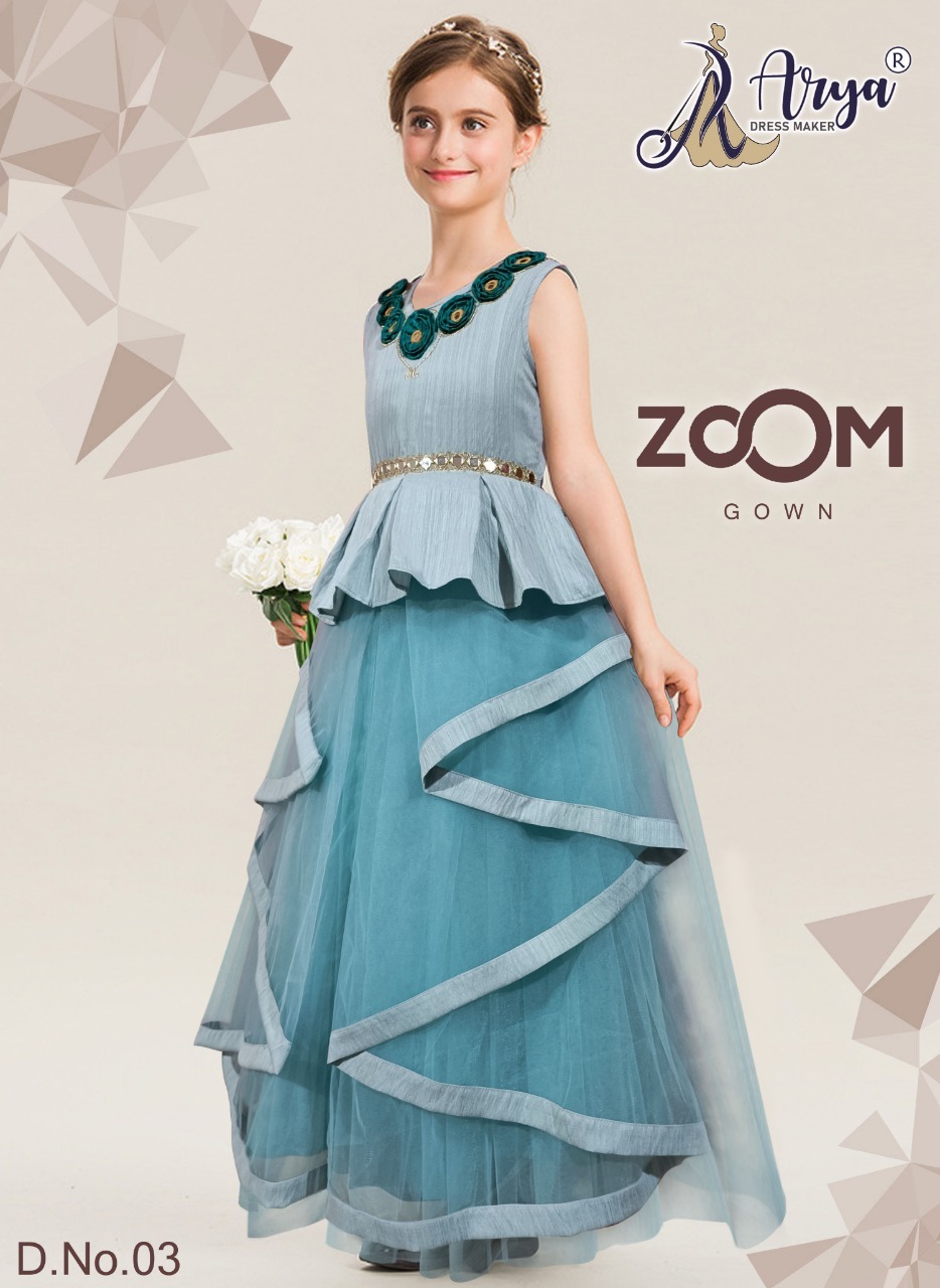 Children Gown - Imported Softnet Fabric, Hand Work Flower Butta With Original Mirror Work - Sizes 5 To 12 Years, Washable, Available In 6 Vibrant Colors